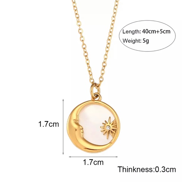 New 18k Gold Disc Sun Moon Pendant Necklace, nice Necklace, cute Necklace - Picture 7 of 7
